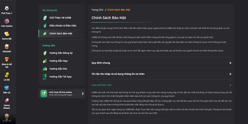 Cam kết bảo mật của nhà cái UK88